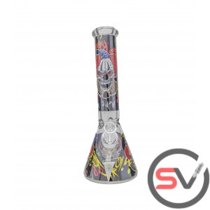 EVIL CLOWN TYPE 2 GLASS BEAKER With ICE CATCHER 14inch (GLOW IN DARK)